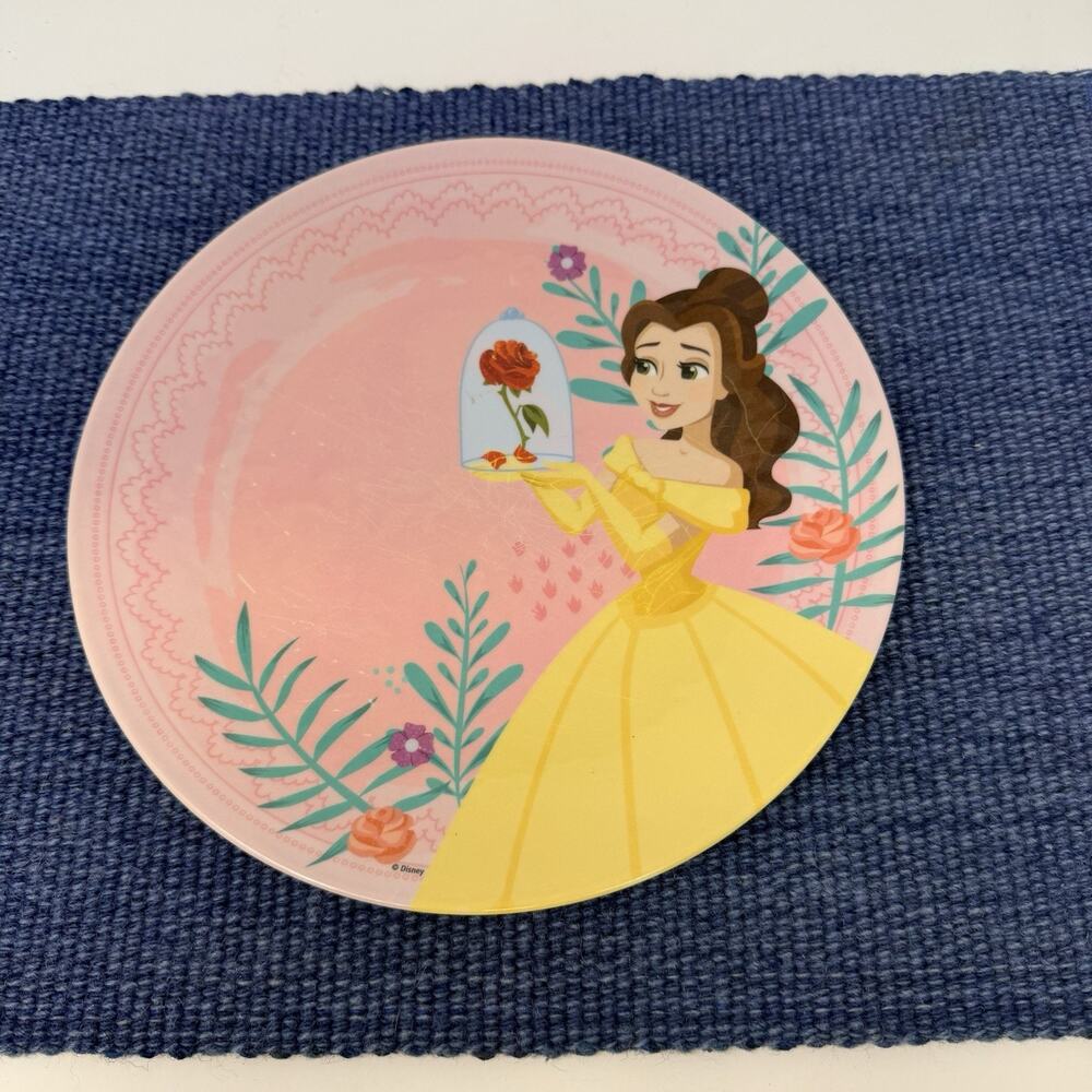 9" Zak Designs Disney Princess Melamine Round Plate Belle RARE Find